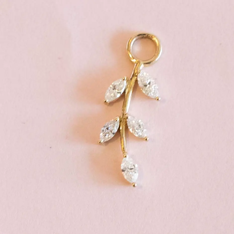 Charm Para Arracada Hojas Diamond