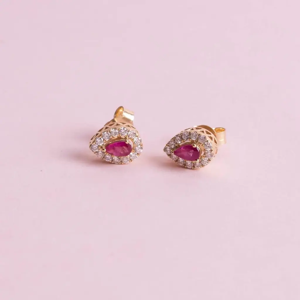Aretes Gota Rubi Diamonds