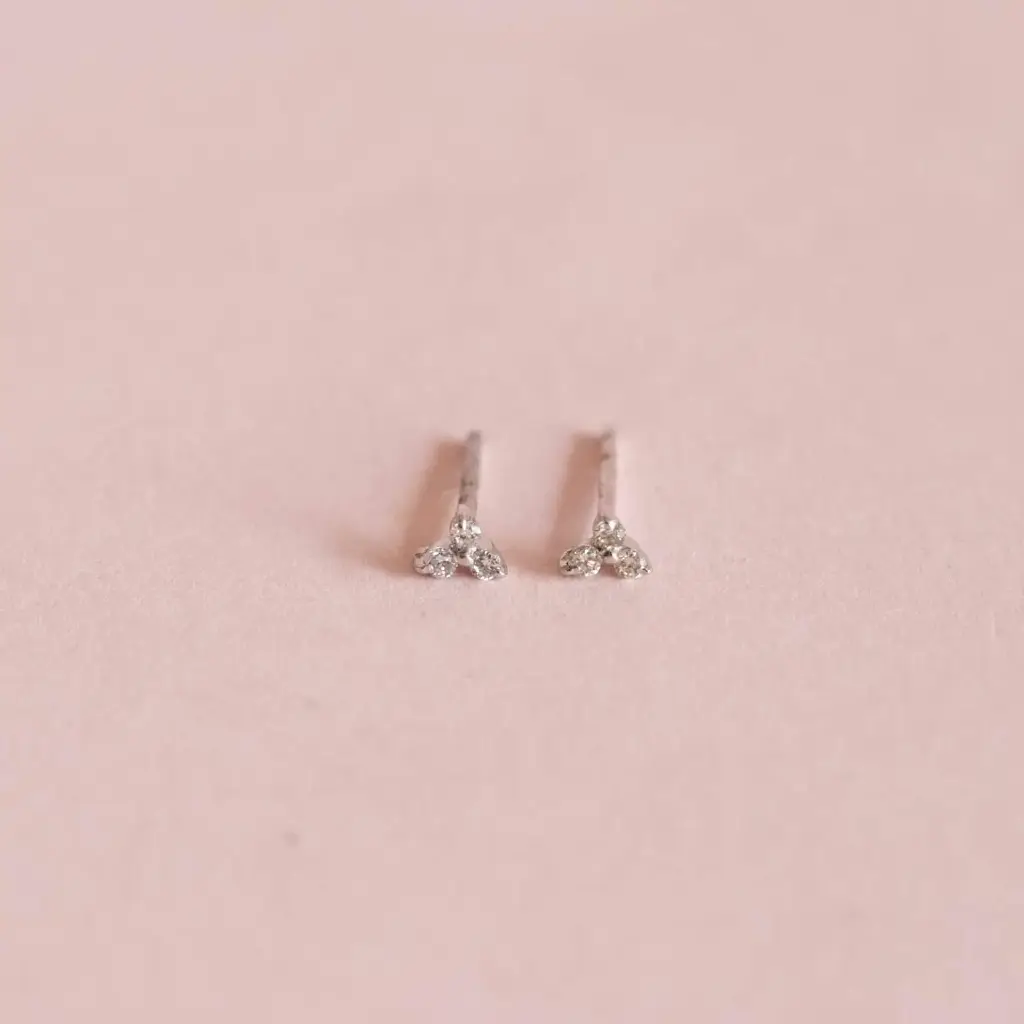 Aretes Trebol Mini Diamond White