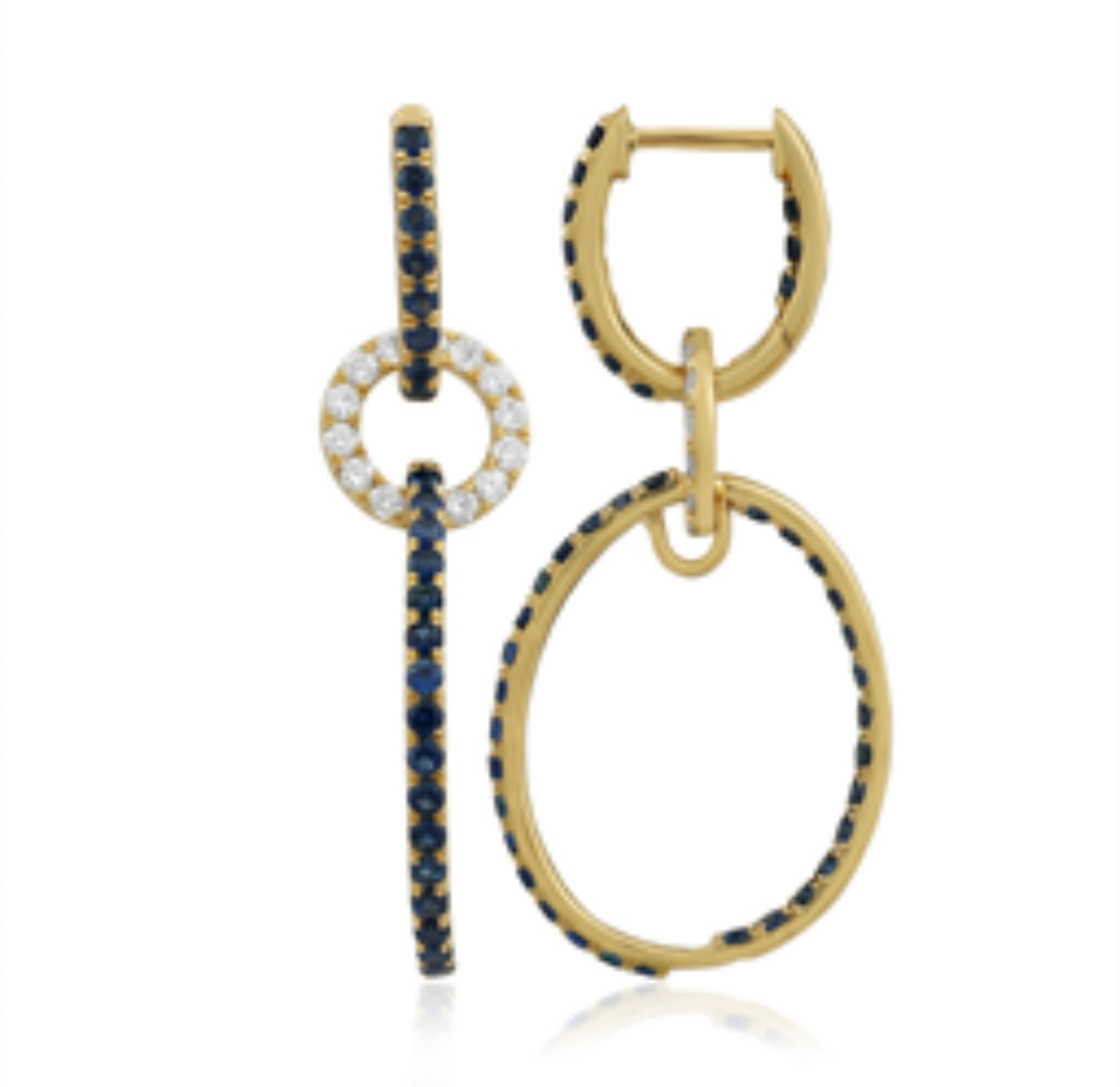 Arracadas Sapphire Blue Colgantes Doble