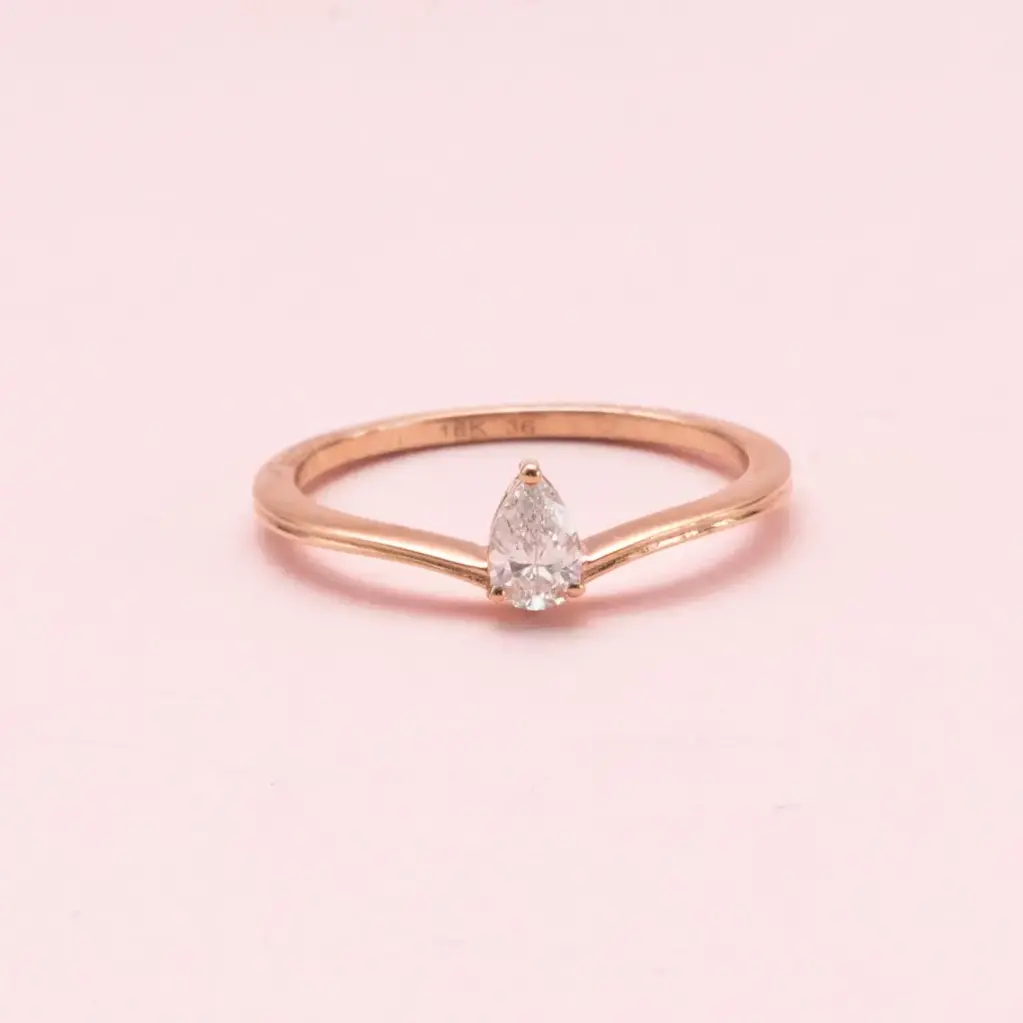 Anillo Gold Rose Solitario Gota