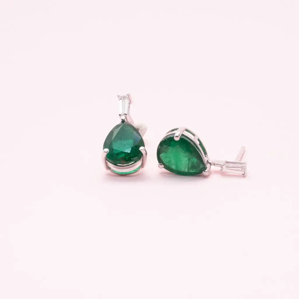 Aretes Baguette y Gota Emerald
