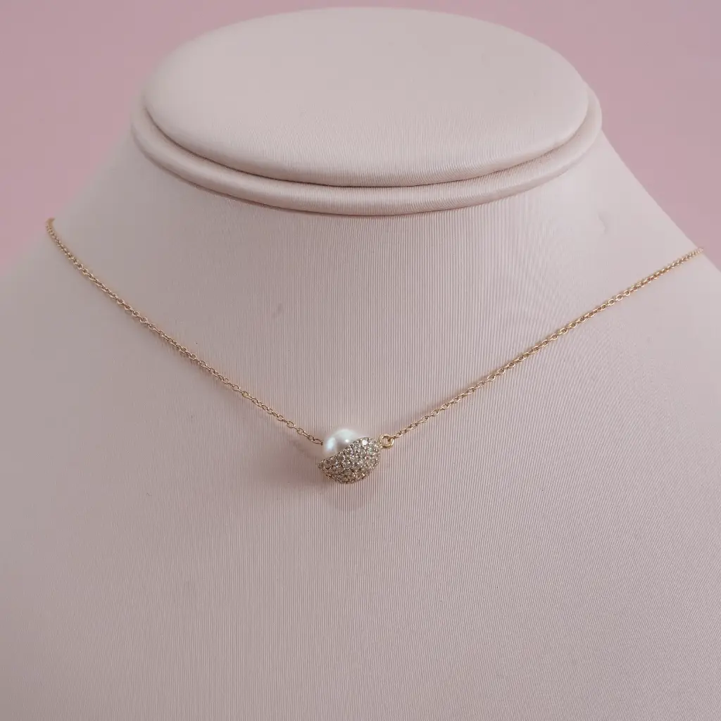 Necklace Perla Envuelta Brillantes