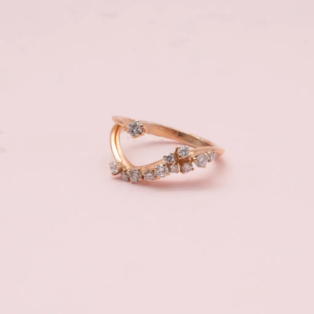 Anillo Doble Solitario Hojas Diamond