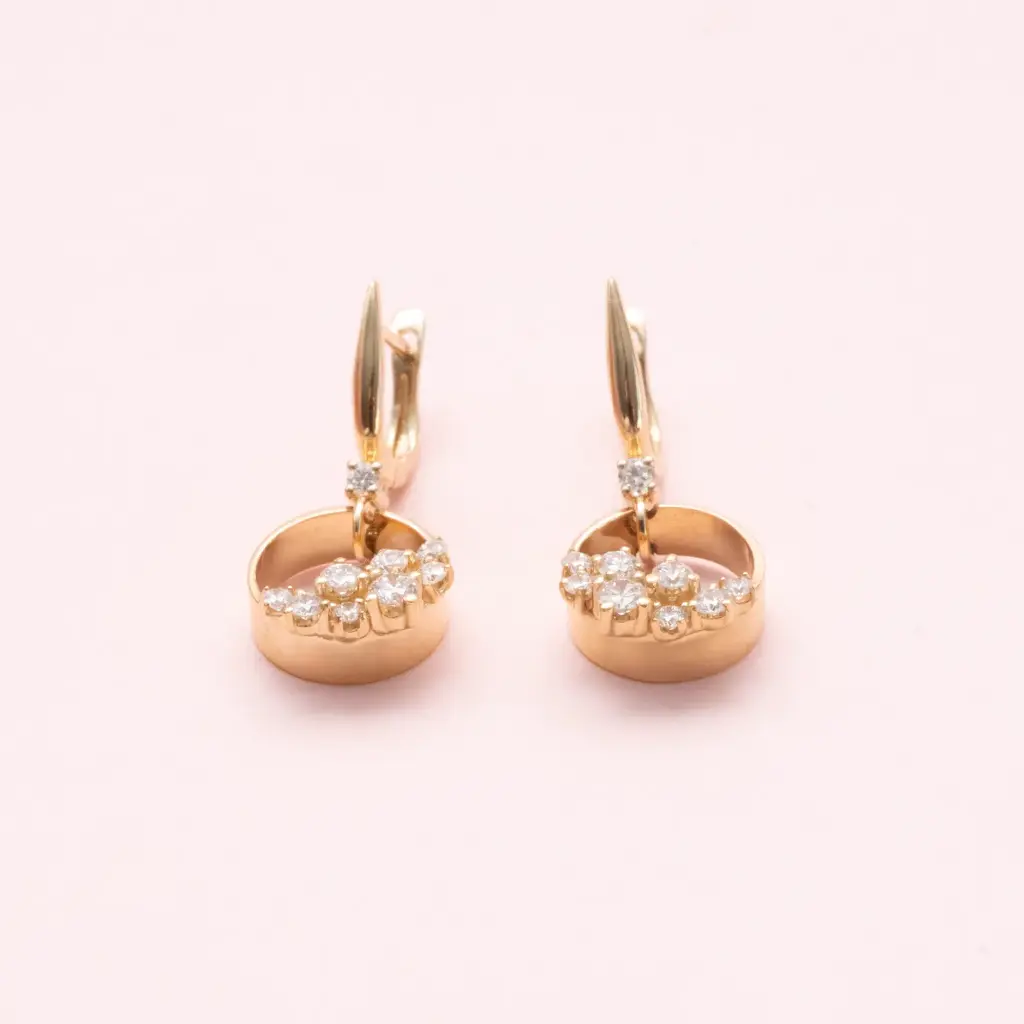 Arracadas Circle Hojas Diamond Doble
