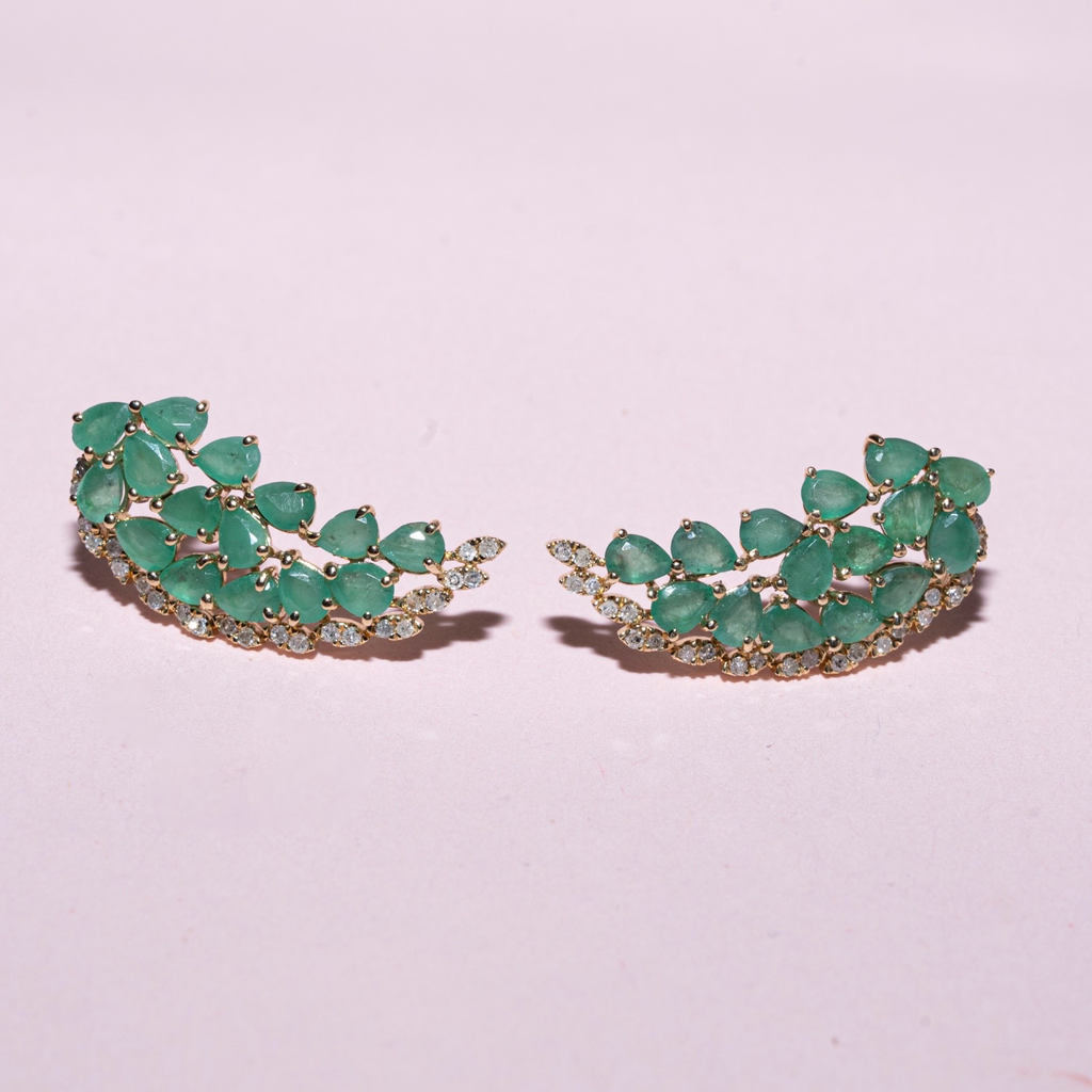 [3932] Aretes Alas Diamond Emerald