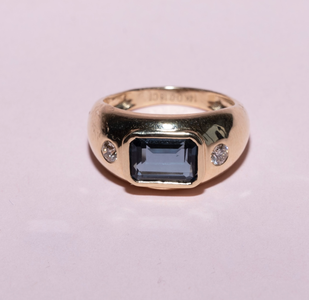 Anillo Sapphire Blue Diamods 2pc