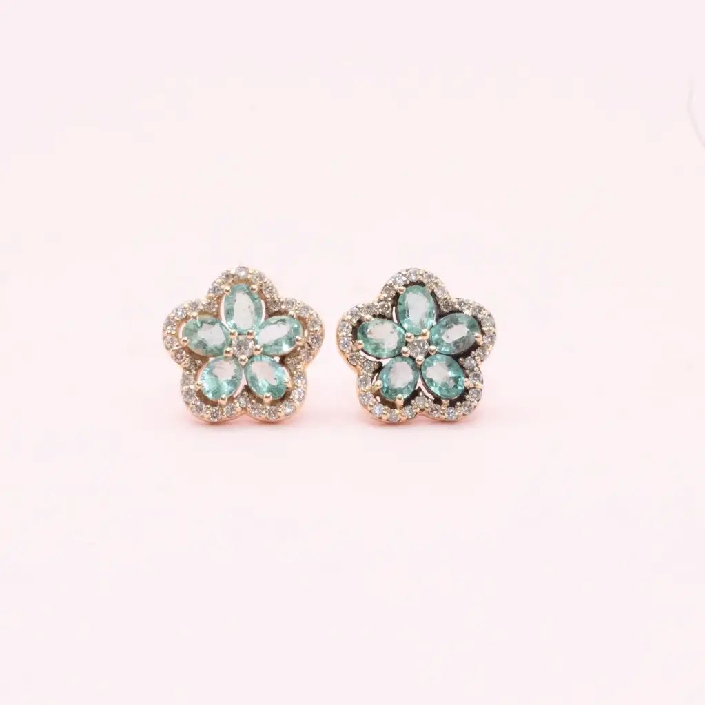 Aretes Flower Emerald Diamond