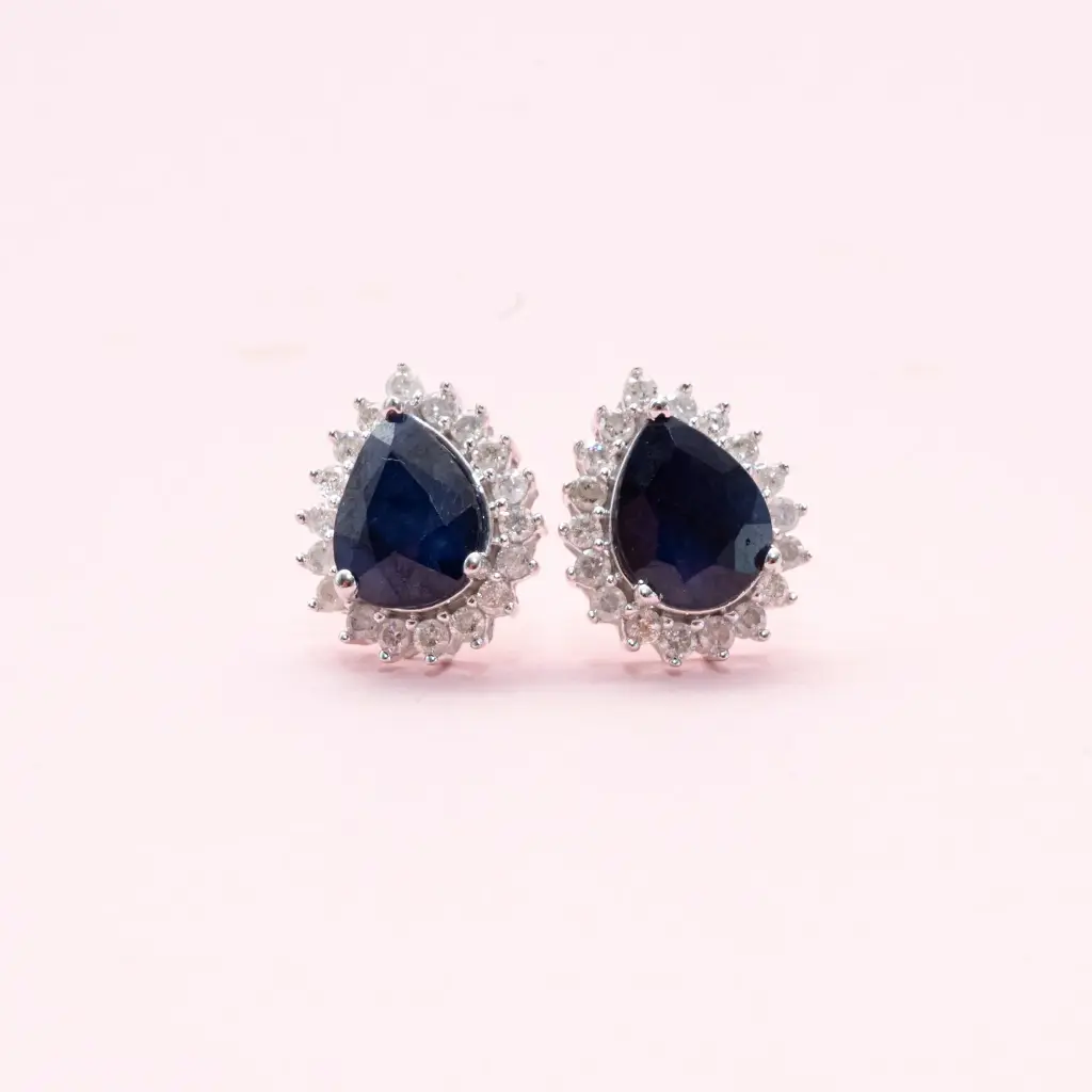 Aretes Gota Sapphire Blue Diamond