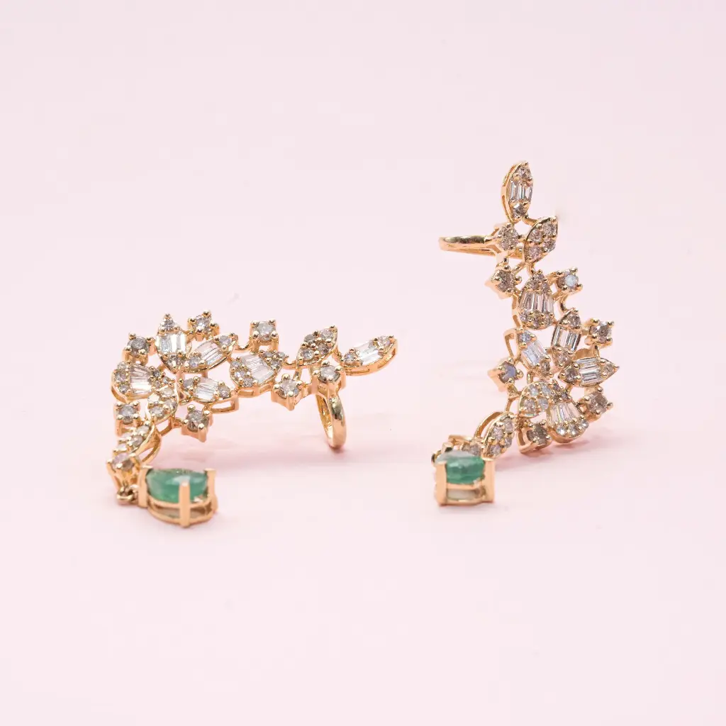 Aretes Hojas Diamond Emerald