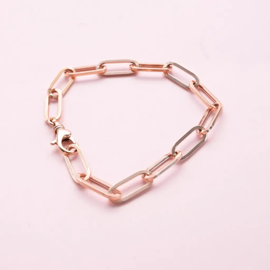 Pulsera Paper Clip Gold Rose Gruesa