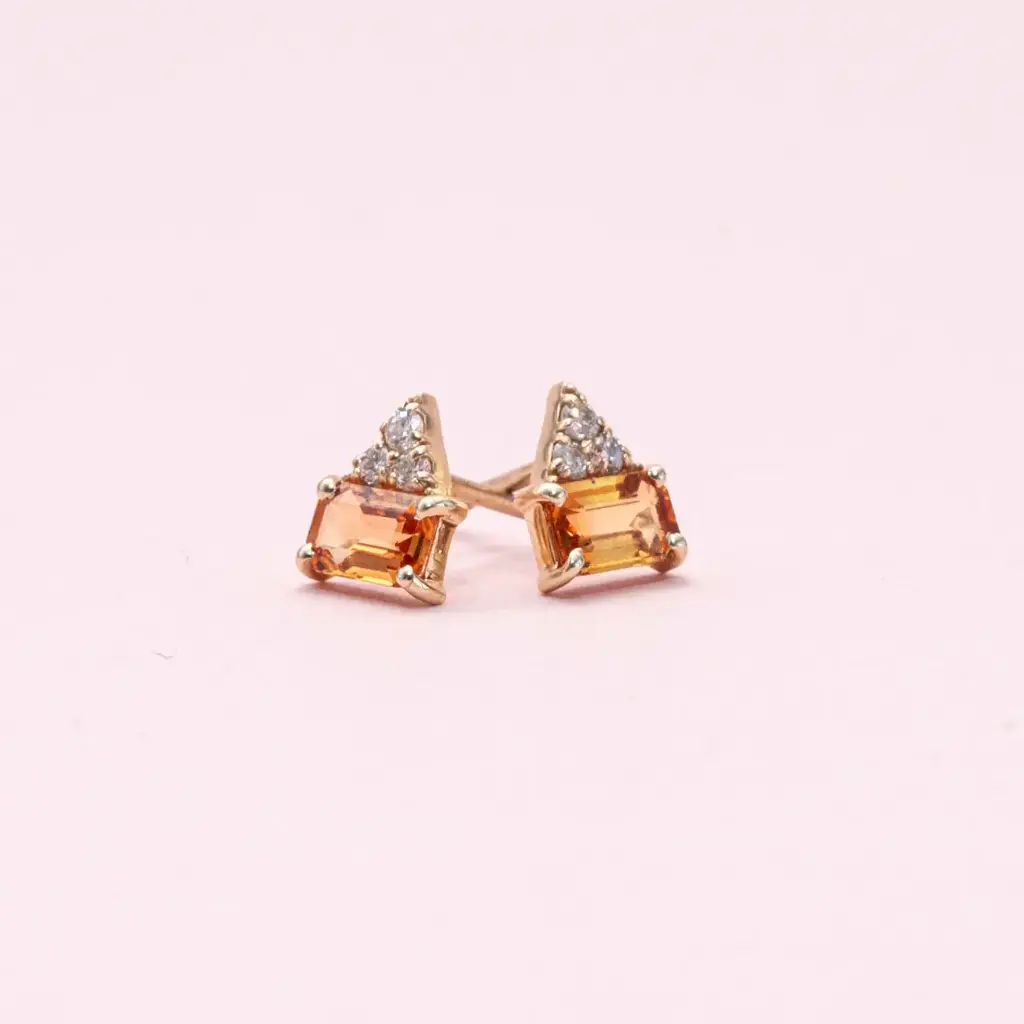 Aretes Citrina Diamond Triangulo