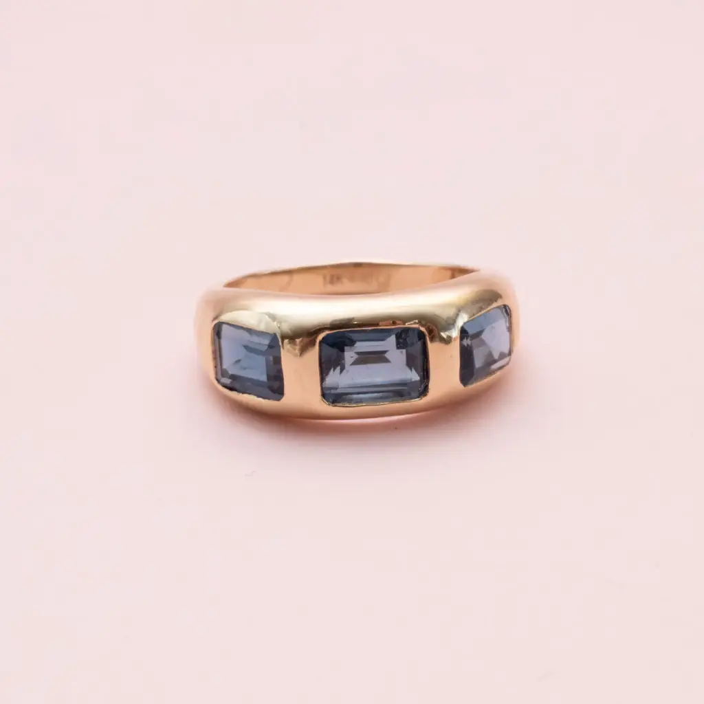 Anillo Sapphire Rectangulo 3 pc