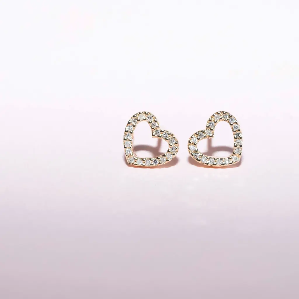 [4279] Aretes Heart Hueco Diamond