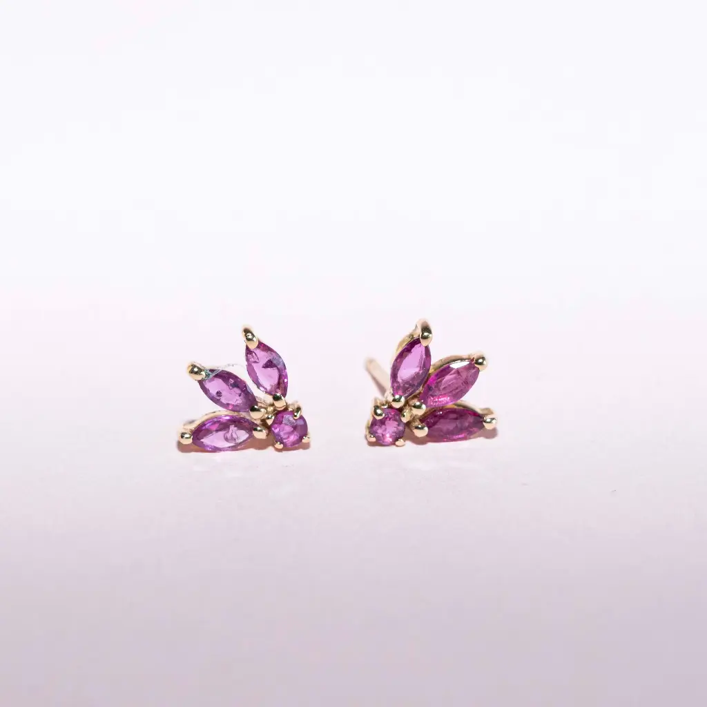 Aretes Flower Ruby