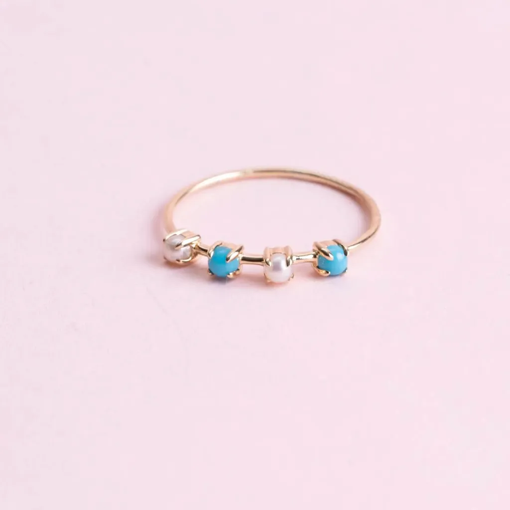 Anillo Turquesa y Perlas