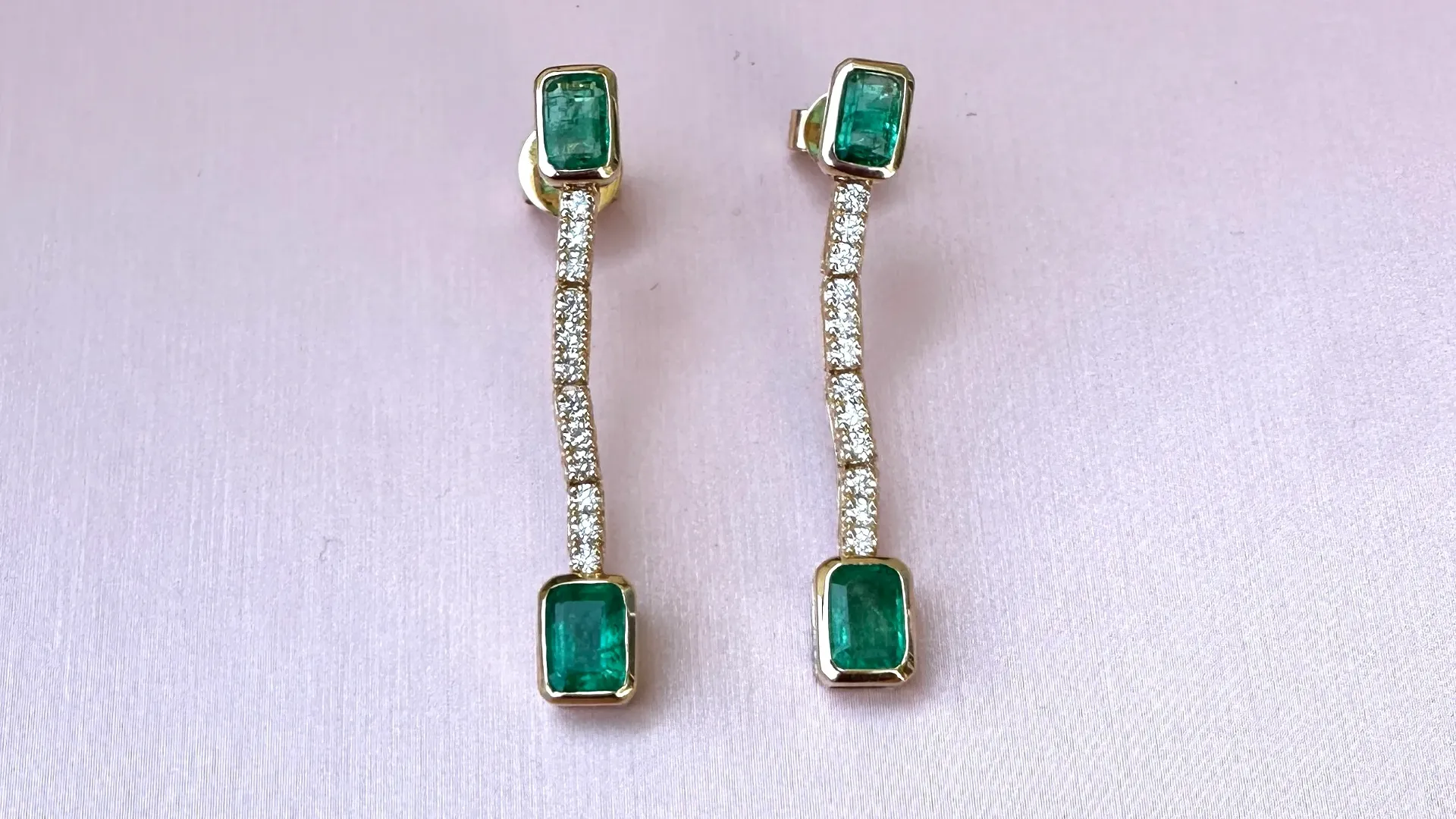[4508] Aretes Emerald Lineas Diamond Emerald
