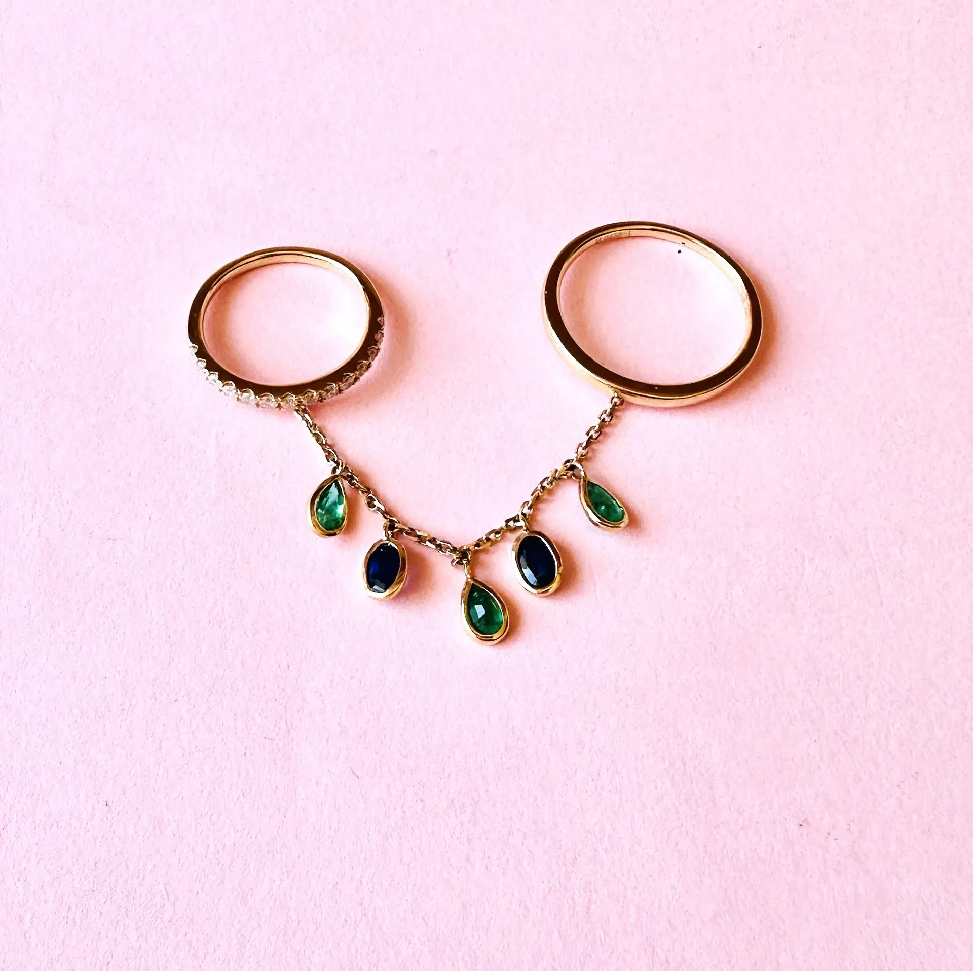 [4687] Anillo Gotas Doble Azul