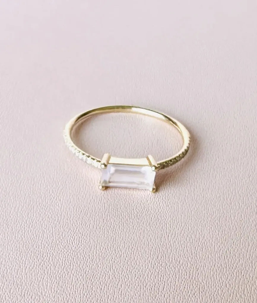 [4749] Anillo Barra Topaz White Diamond