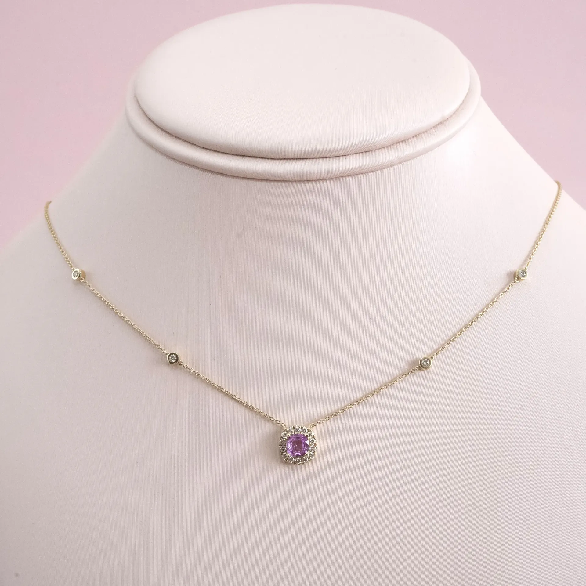 Necklace Sapphire Pink And Diamond