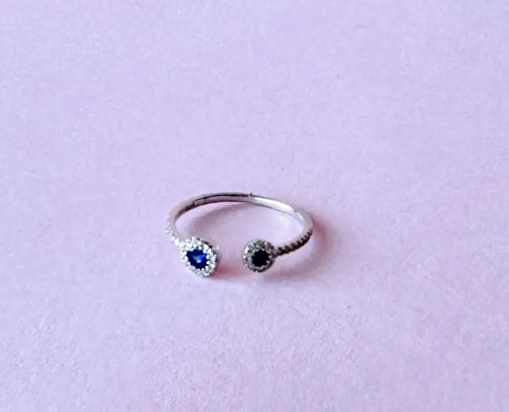 [4945] Anillo Circle Sapphire Blue Diamond