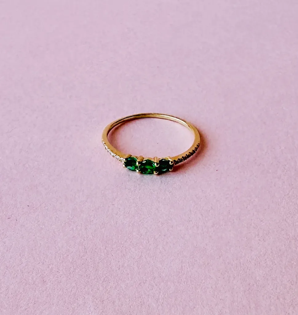 [4955] Anillo Emerald Circle Diamond