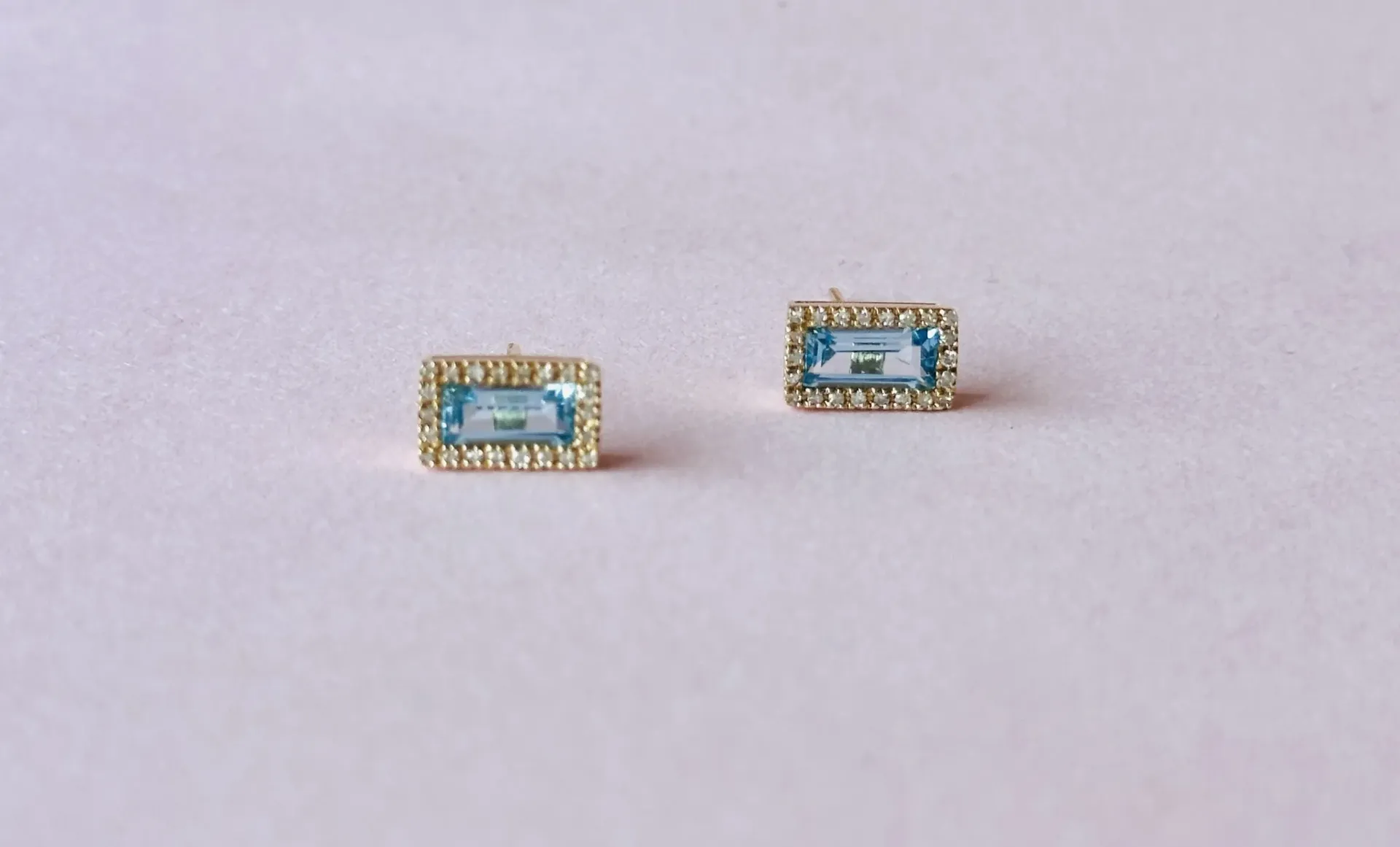 Aretes Rectangular Blue Diamond