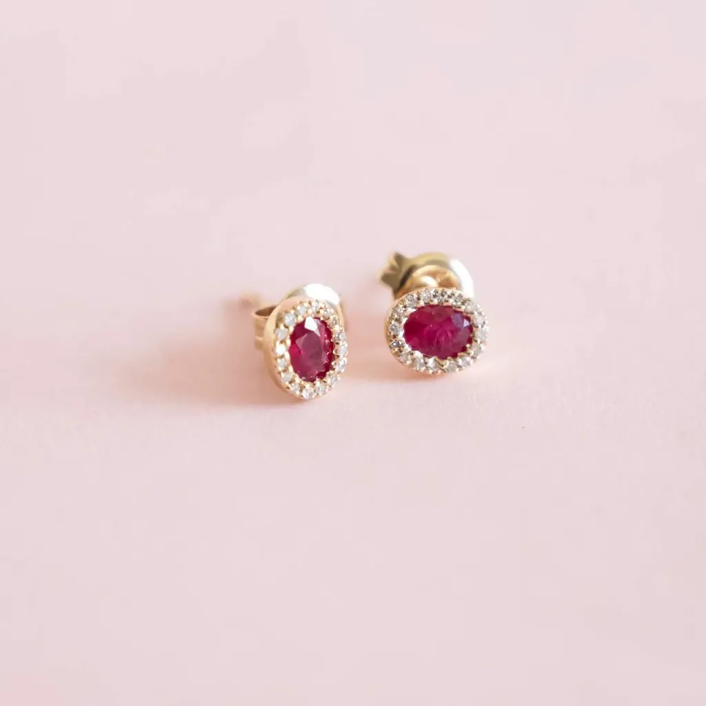 Aretes Oval Ruby Diamond
