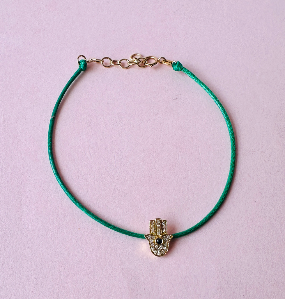 Pulsera Hilo Verde Mano Diamond