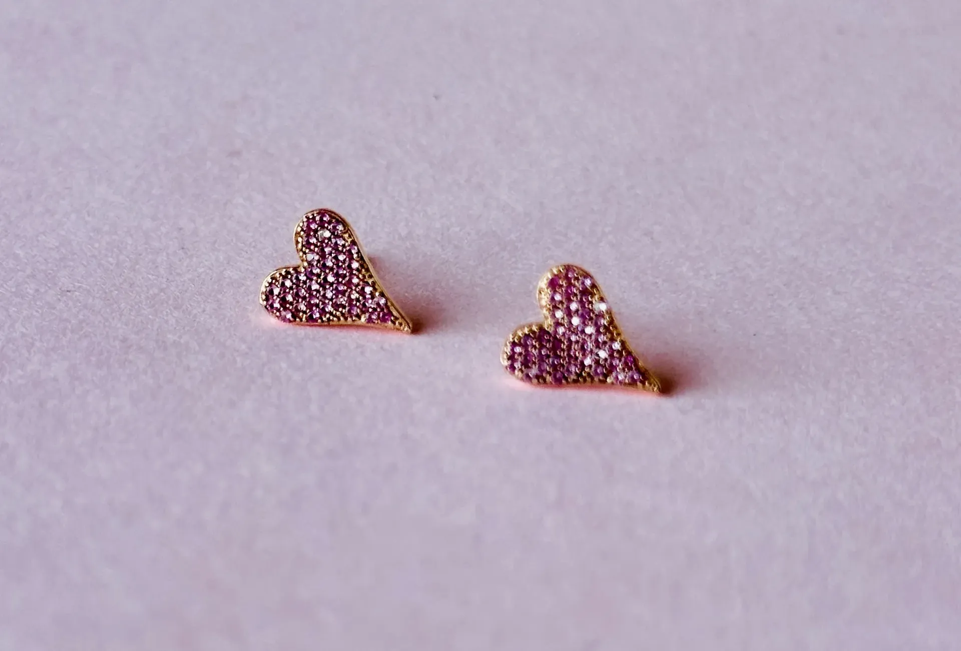 Rose Gold Pink Sapphire Heart Earring