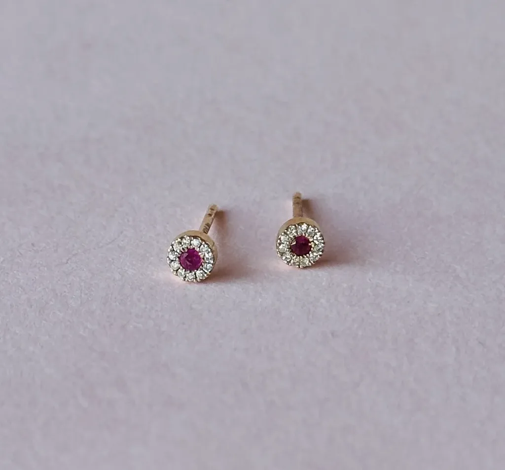 Aretes Circle Ruby And Diamond