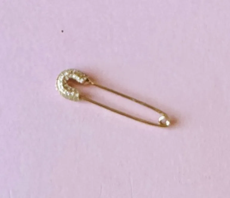 Yellow Gold Diamond Safety Pin