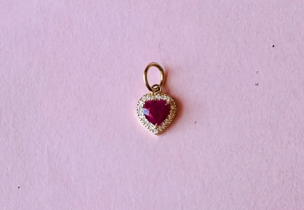 Charm Heart Ruby And Diamond