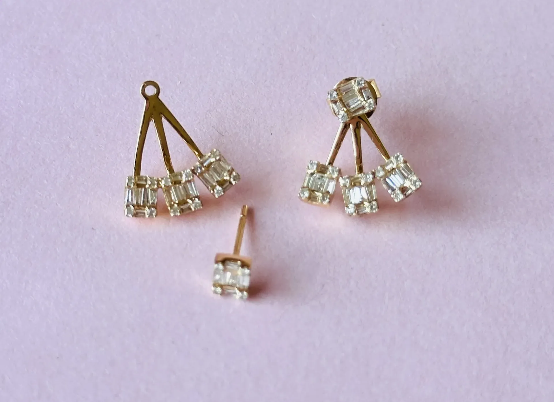 [5301] Aretes Baguette 2 pc Diamond