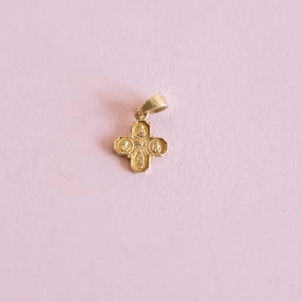Gold Miniature Four Way Medal Cross 8 mm