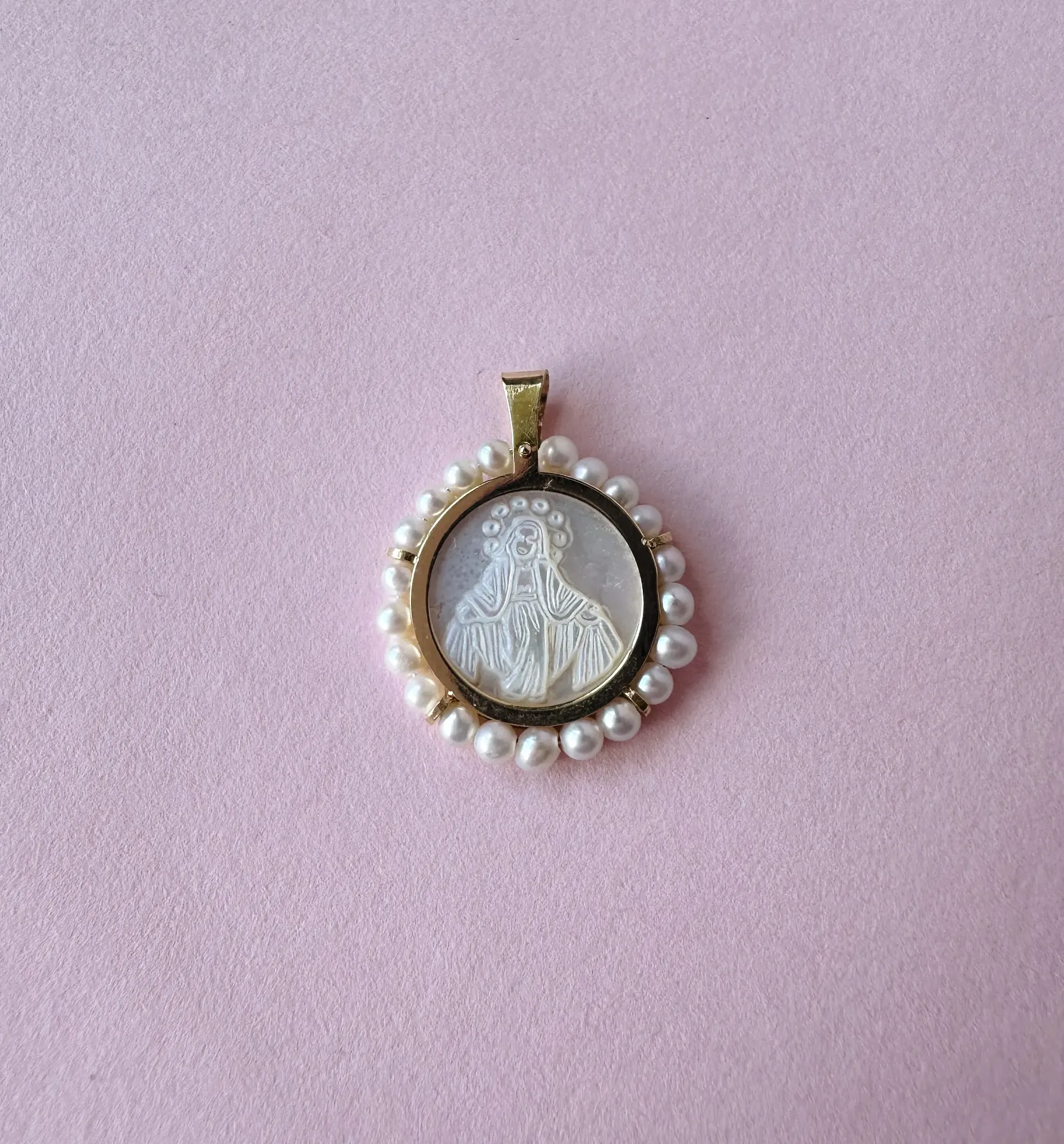 Gold Motner Of Pearl Miraculous Medal
