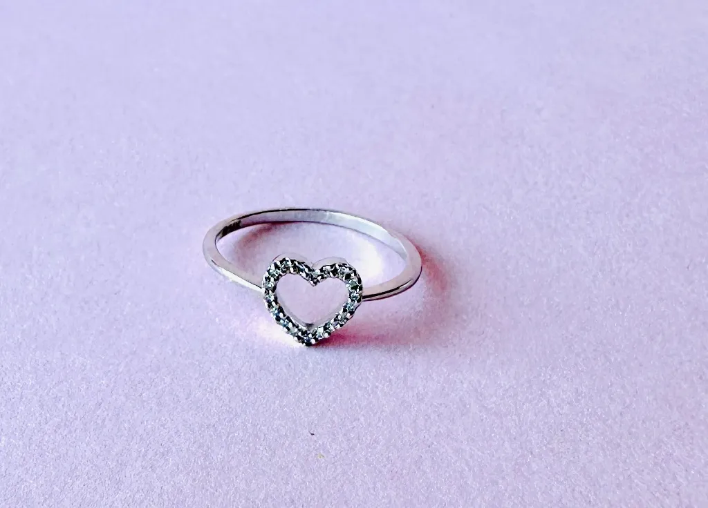 [5449] Anillo Heart White And Diamond