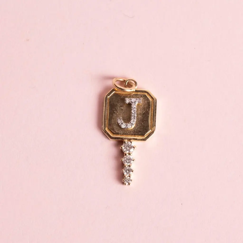 Charm Cuadrado Diamond Gotas Colgantes