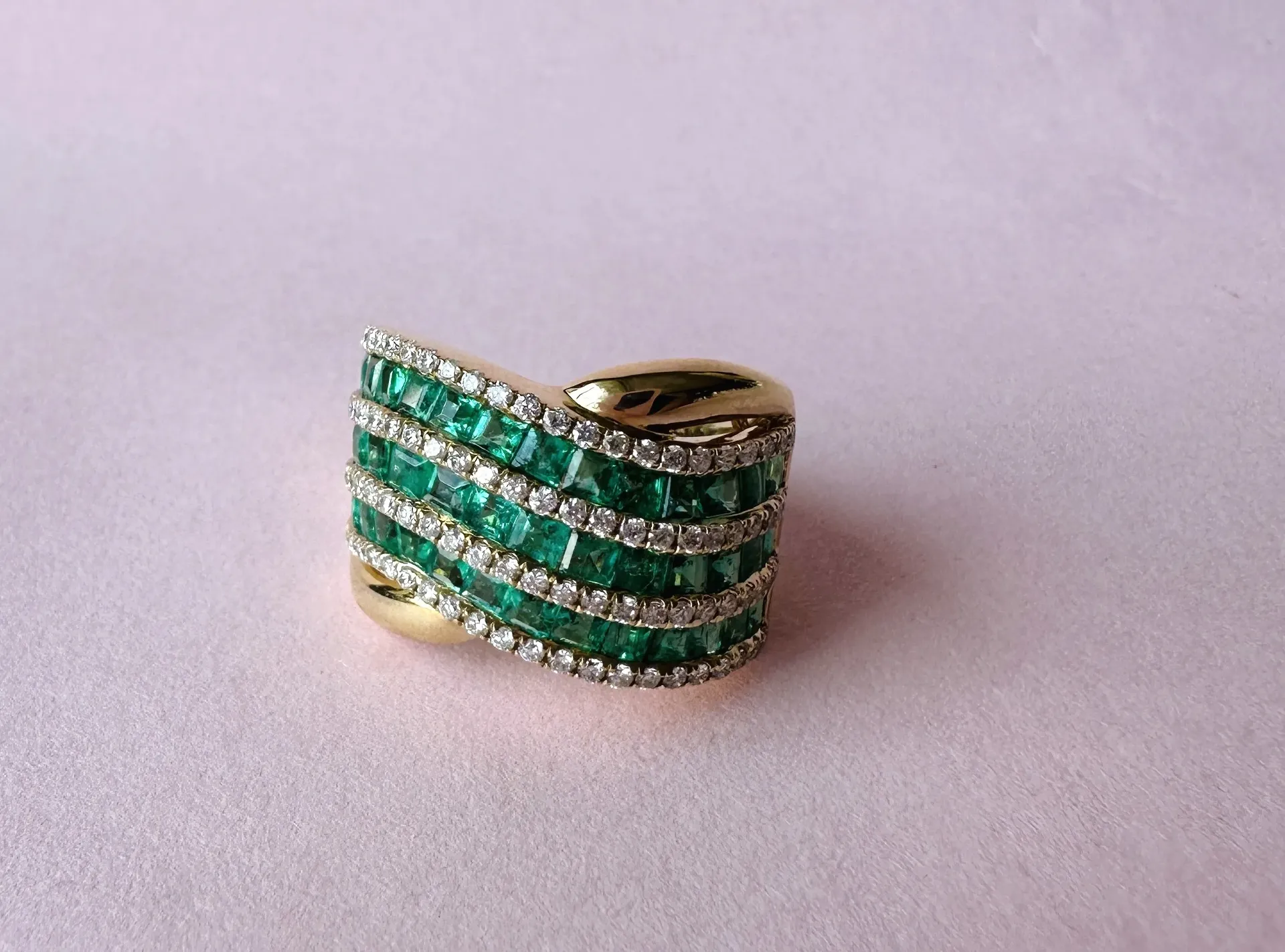 [5511] Anillo Ondas Emerald Diamond