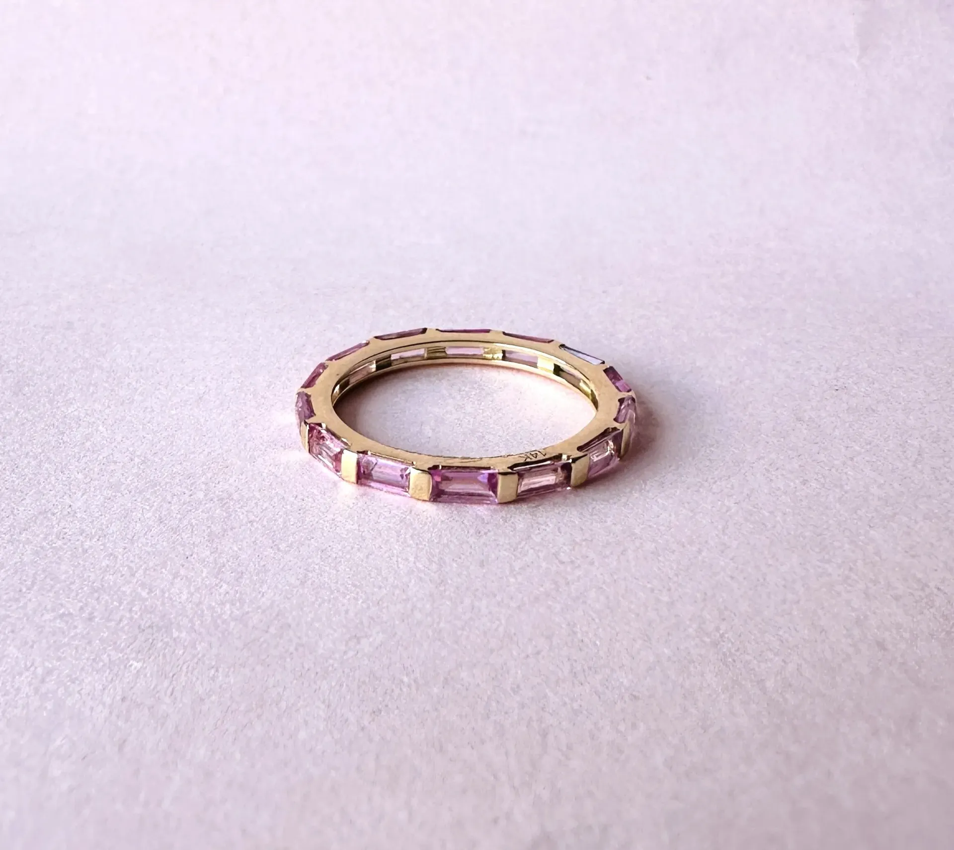 [5558] Anillo Sapphire Pink Baguette