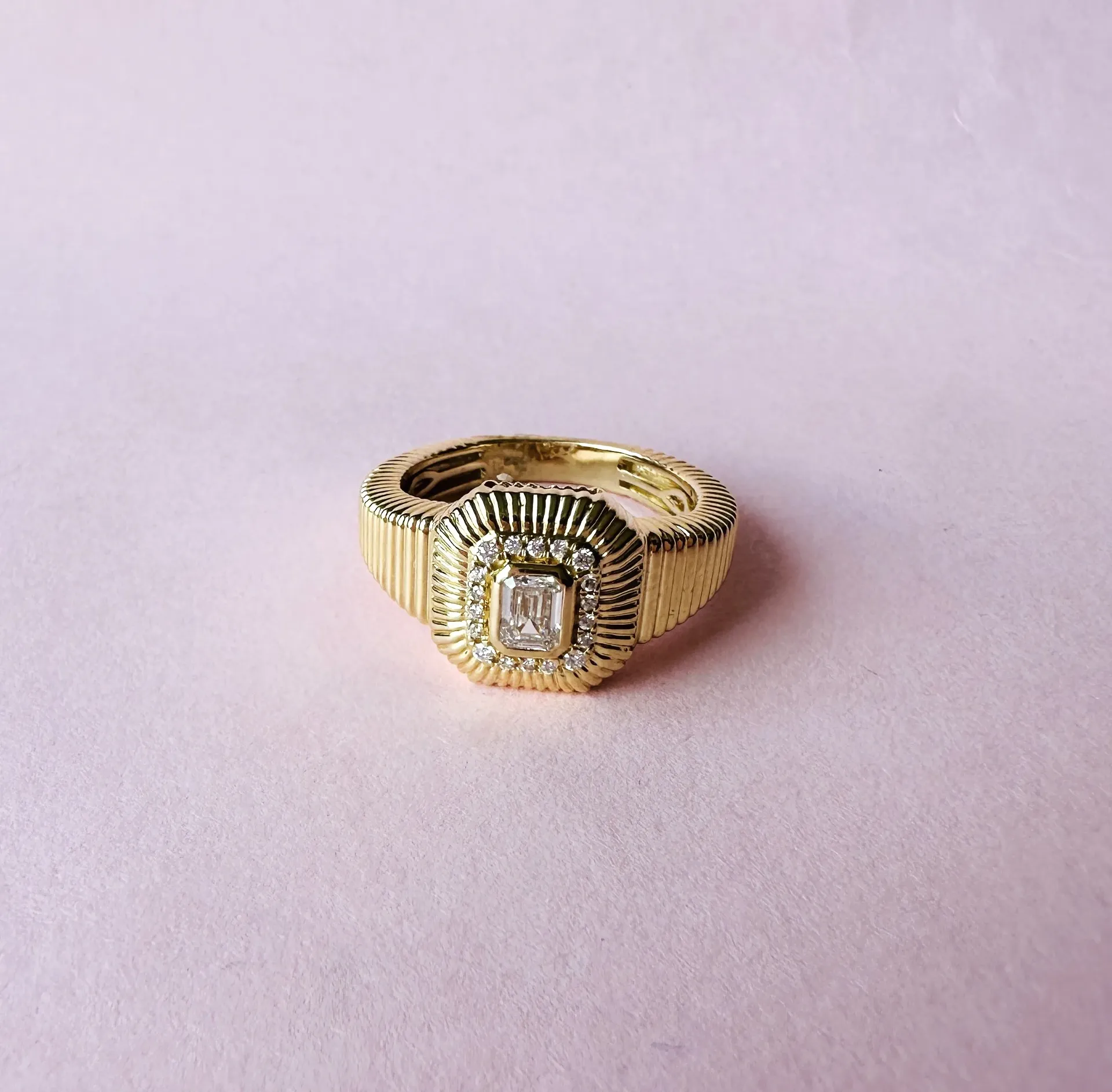 [5560] Anillo Lineas Cuadro Diamond