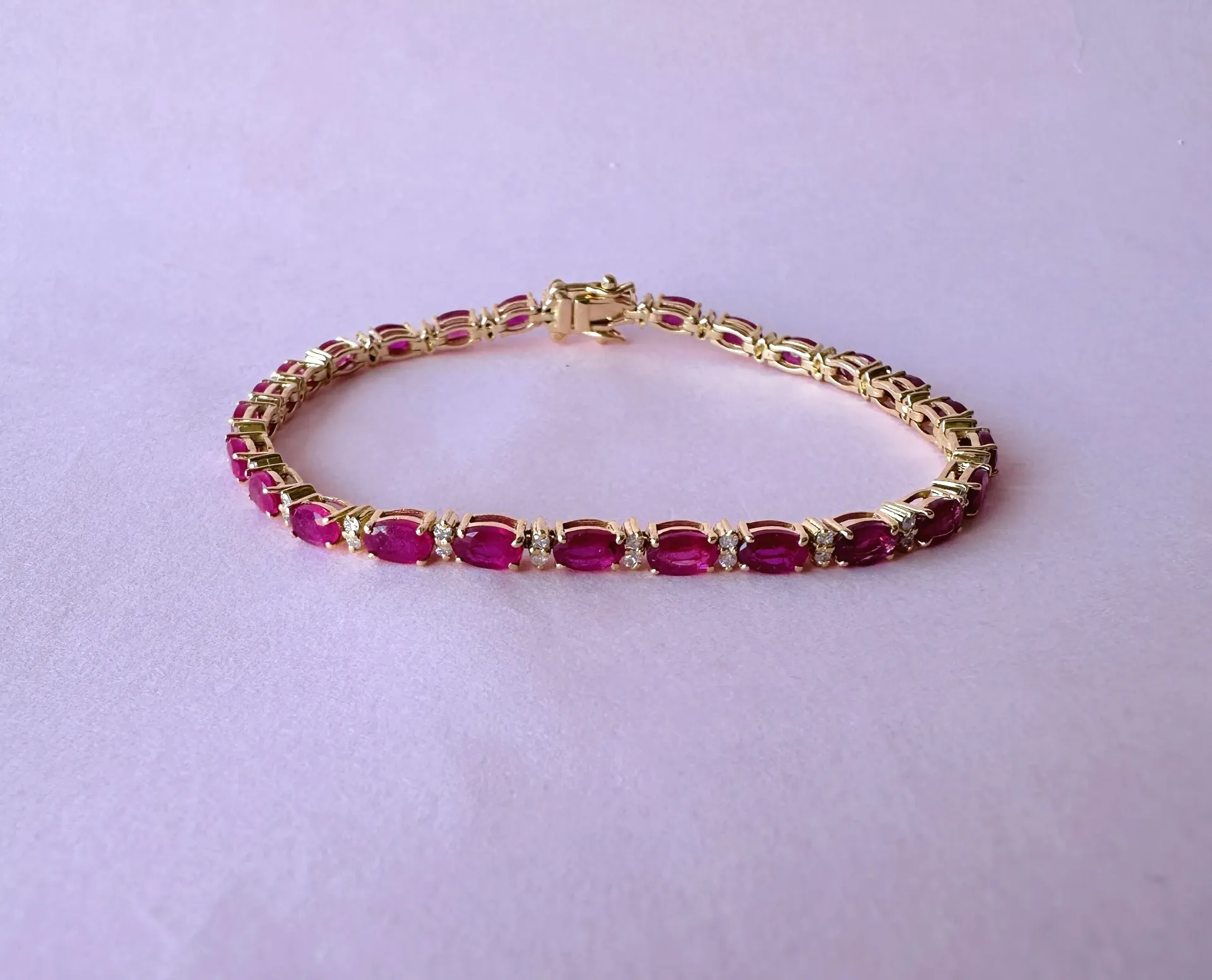 [5573] Bracelet Baguette Ruby And Diamond
