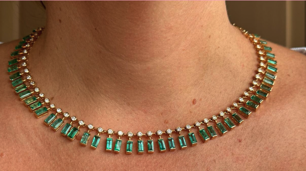 Gold Emerald Baguette