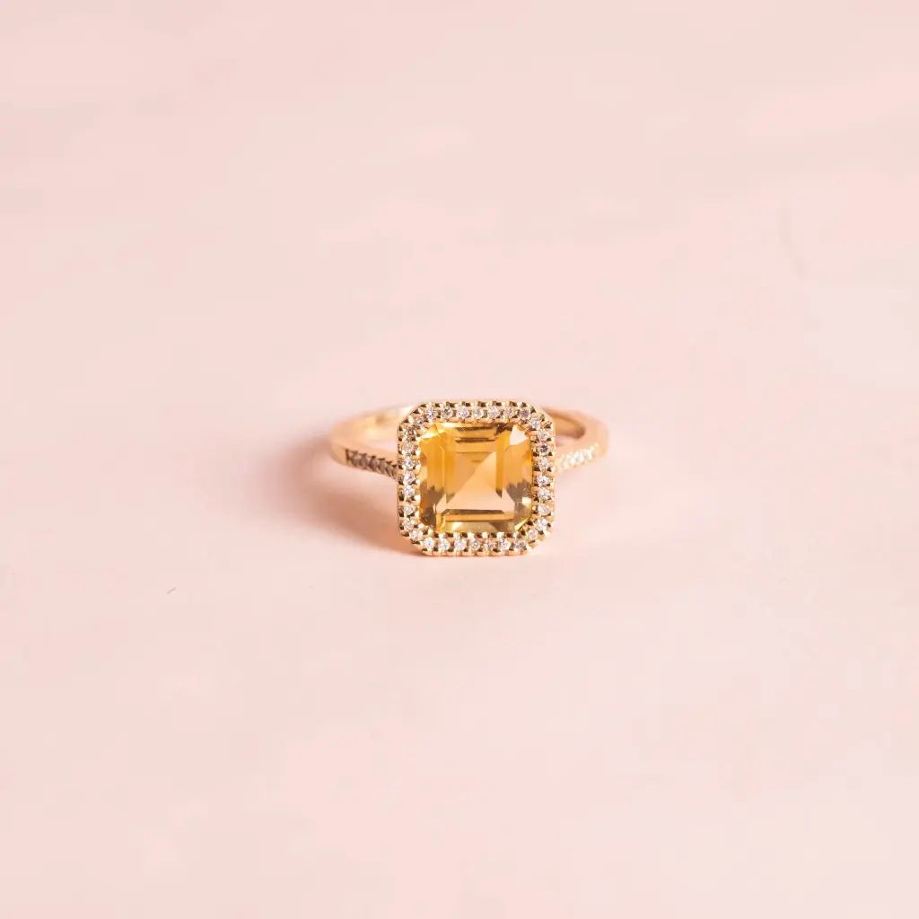 Anillo Citrina And Diamond