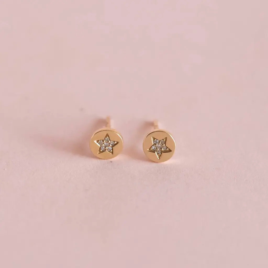 Aretes Star Diamond Gold
