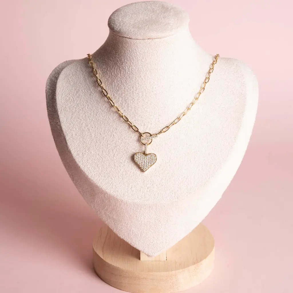 Necklace Heart Cadena Sin Broche