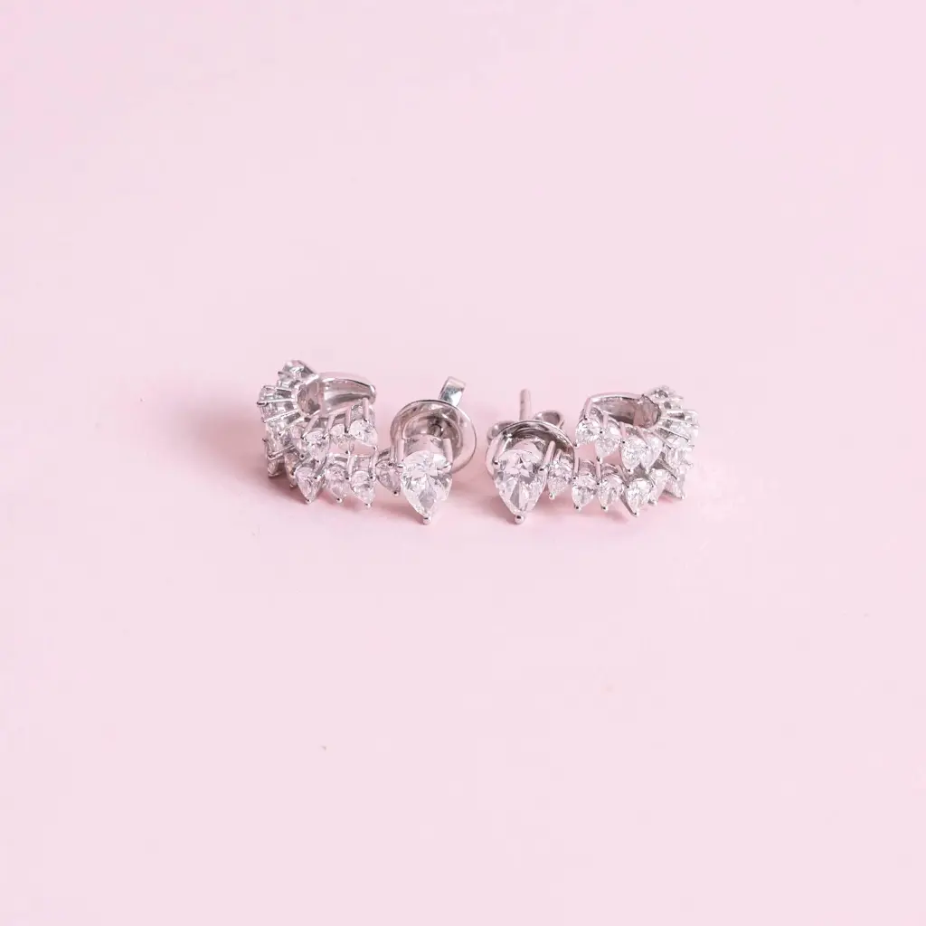 [2929] Aretes Dobles Gota Diamonds
