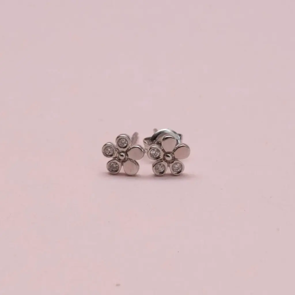 Aretes Flower Diamond White