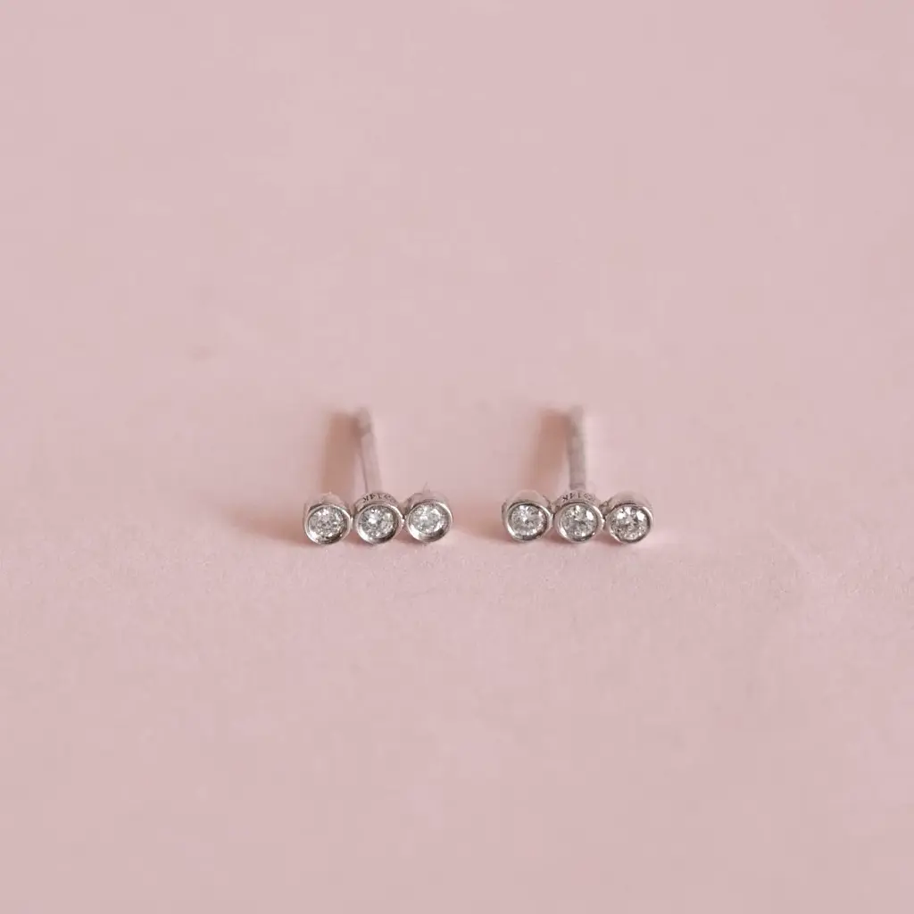 [3178] Aretes 3pc Circle Diamonds White