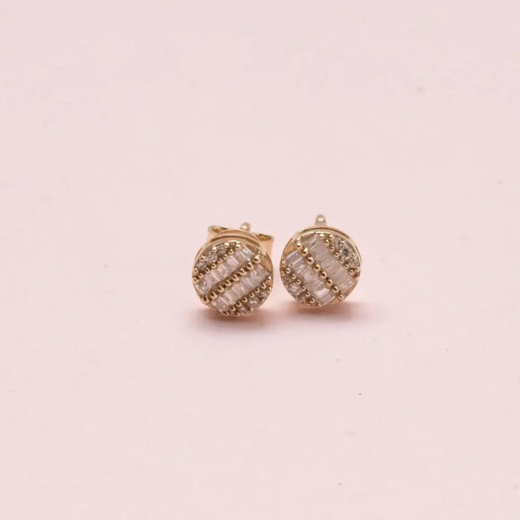 Aretes Circle Baguette Diamond Yellow